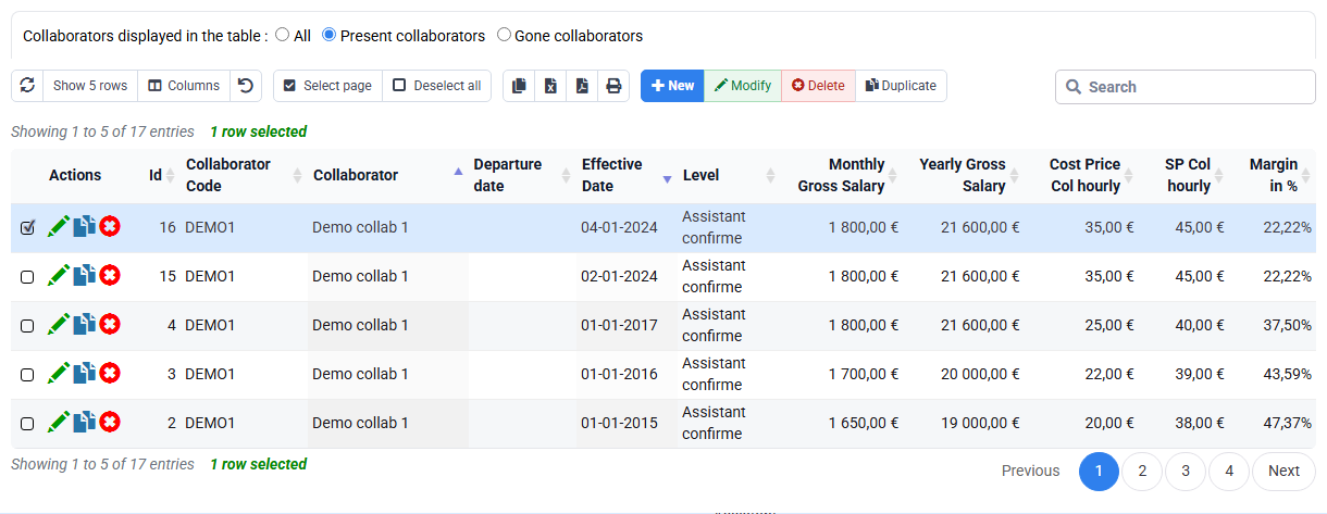 Setting a staff member hourly cost in Tempolia