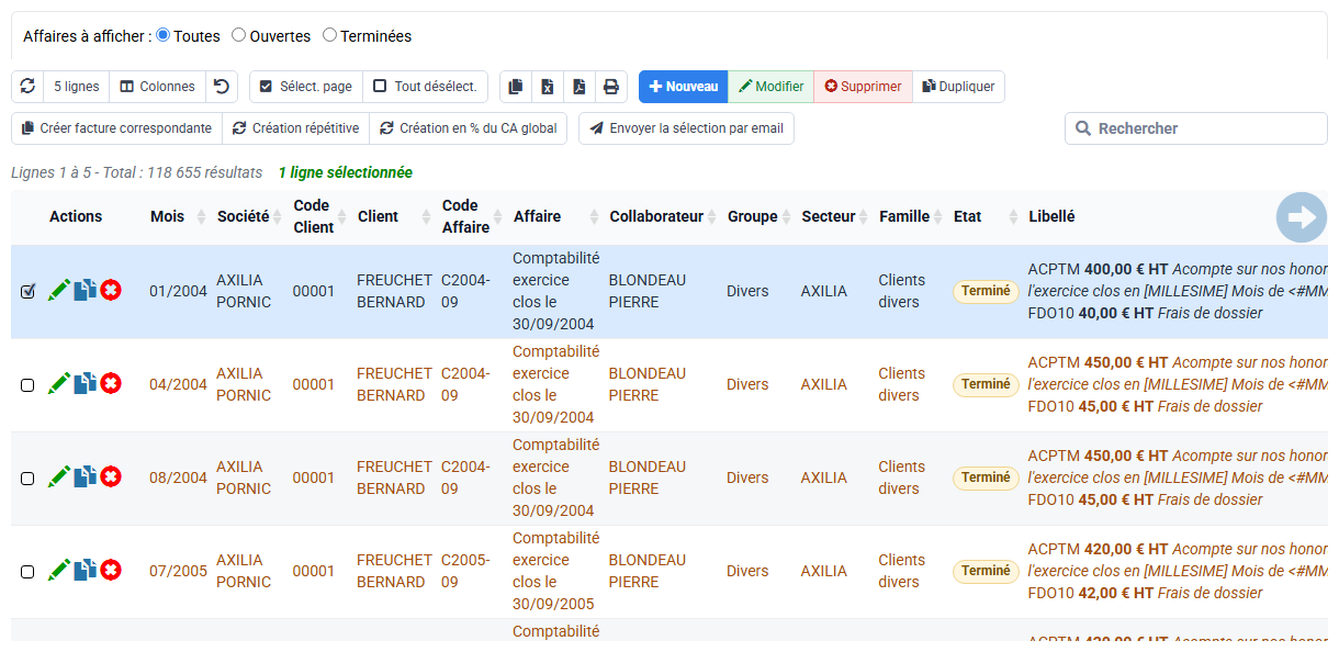 Invoicing budgets and progress invoice creation by project
