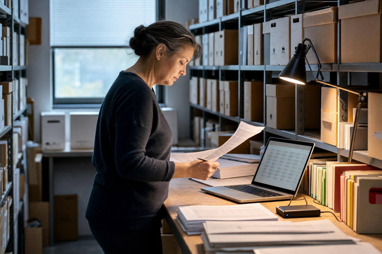 Specialist reconciling historical Excel files with data in the new management system
