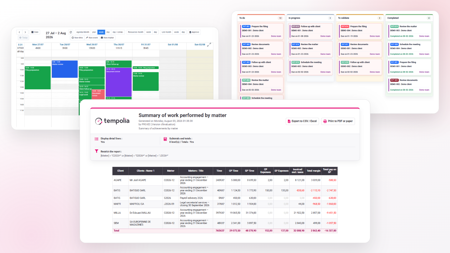 Tempolia overview combining work organisation and management reporting