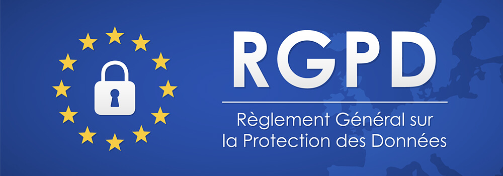 GDPR banner with a padlock and the European Union stars